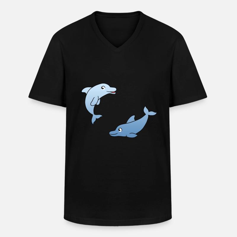 Dolphin - Männer-T-Shirt mit V-Ausschnitt - Schwarz