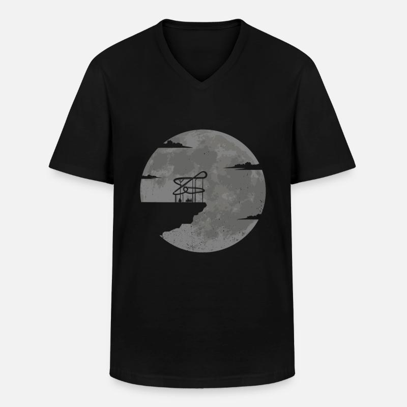 Achterbahn Geschenkidee Vollmond Freizeitparks - Männer-T-Shirt mit V-Ausschnitt - Schwarz