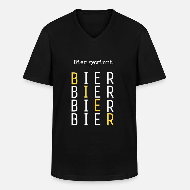 Bier gewinnt! - Männer-T-Shirt mit V-Ausschnitt - Schwarz