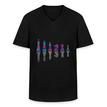 Les pièces d’échecs Jeu d’échecs - T-shirt col V Homme - noir - Devant - AI Model Male 178 dark (178cm)