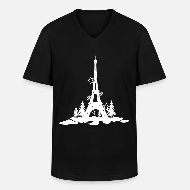 WEIHNACHTEN EIFFEL TOUR 2,Eiffelturm paris - Männer-T-Shirt mit V-Ausschnitt - Schwarz