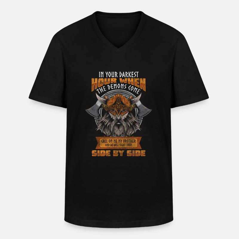 Odin Thor Valhalla - Männer-T-Shirt mit V-Ausschnitt - Schwarz