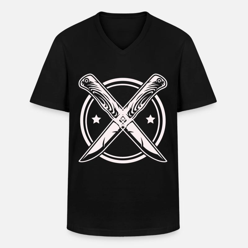 Messer - Männer-T-Shirt mit V-Ausschnitt - Schwarz
