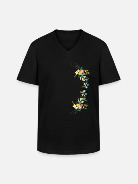 Wildblumenstrauß blühende Blumenkunst - Männer-T-Shirt mit V-Ausschnitt - Schwarz