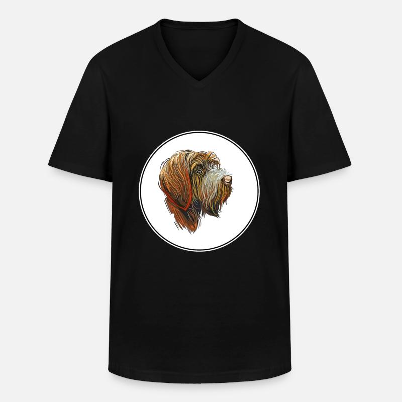 Drahthaar Pointing Griffon Dog Illustration - Männer-T-Shirt mit V-Ausschnitt - Schwarz