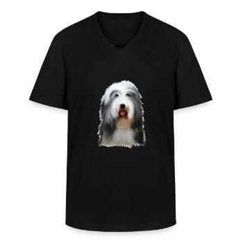 Beagle-Harrier Scent Hound Dog Sketch Illustration - T-shirt col V Homme - noir - Devant - AI Model Male 178 dark (178cm)