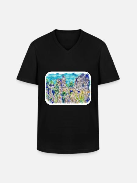 Europa Aquarellskizze Handgezeichnete Illustration - Männer-T-Shirt mit V-Ausschnitt - Schwarz