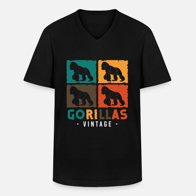 Monkey Training Silberrücken Zoo - Männer-T-Shirt mit V-Ausschnitt - Schwarz