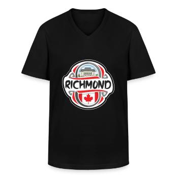 Richmond Canada Flag Badge Souvenir de voyage - T-shirt col V Homme - noir - Devant - AI Model Male 178 dark (178cm)