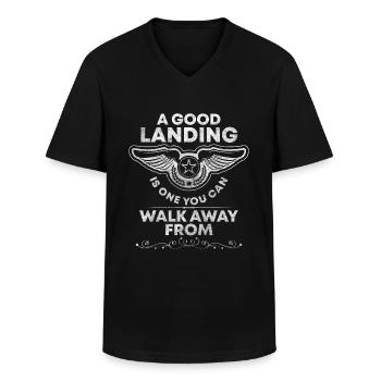 Flugzeug Beruf Luftfahrt Flugplatz - Männer-T-Shirt mit V-Ausschnitt - Schwarz - Vorne - AI Model Male 178 dark (178cm)