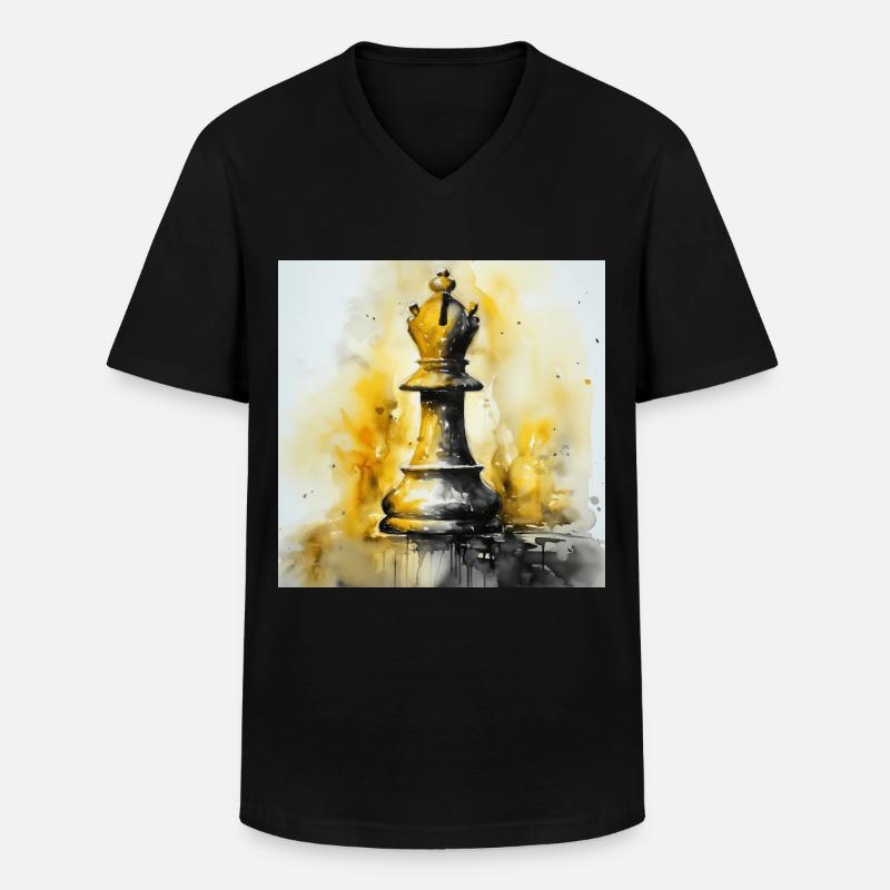 Gelber Schachläufer - Männer-T-Shirt mit V-Ausschnitt - Schwarz