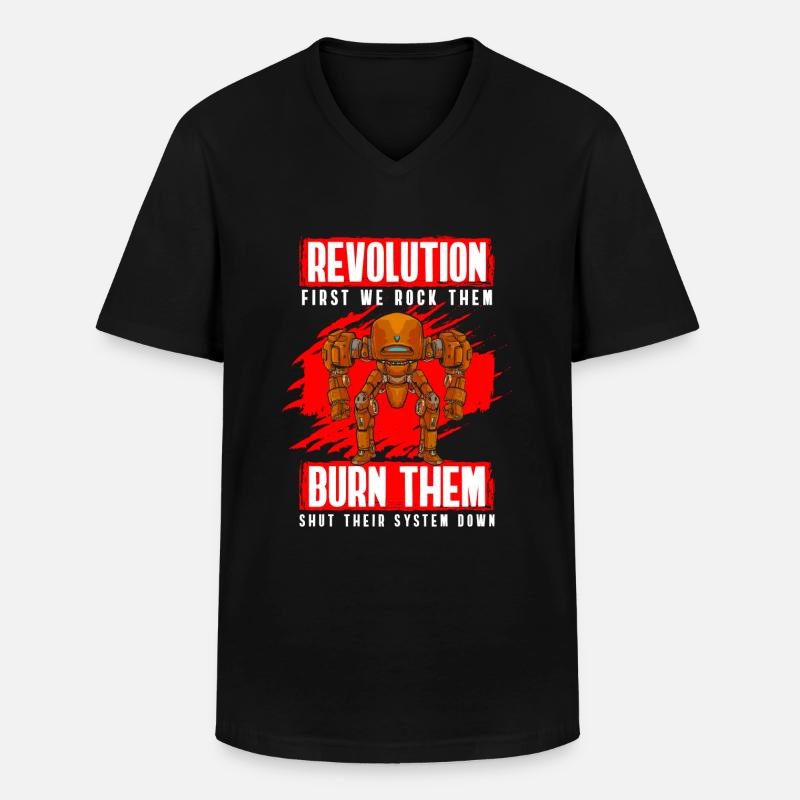 Roboter Retro Kampfroboter - Männer-T-Shirt mit V-Ausschnitt - Schwarz