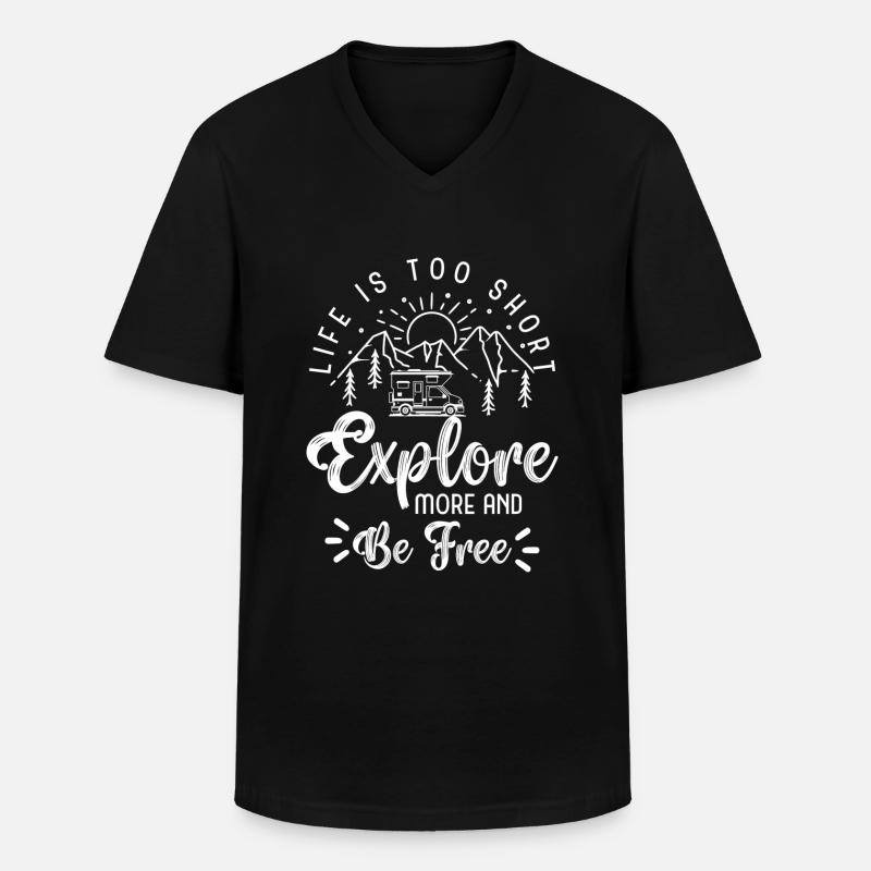 Urlaub Erlebnis Wohnmobil - Männer-T-Shirt mit V-Ausschnitt - Schwarz