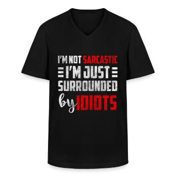 Black Humor Party WItz - T-shirt col V Homme - noir - Devant - AI Model Male 178 dark (178cm)