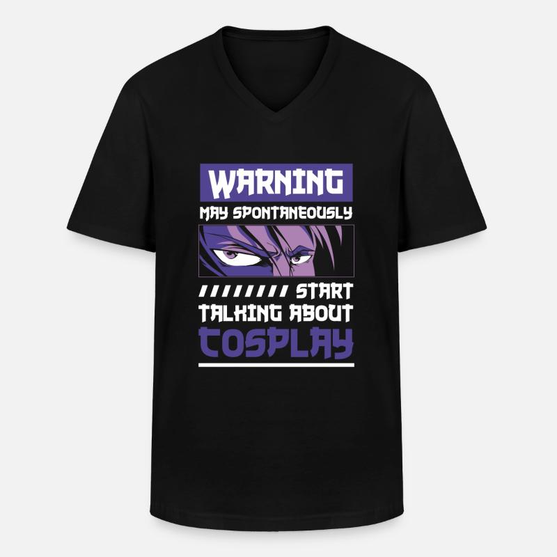 Cosplay Zocker - Männer-T-Shirt mit V-Ausschnitt - Schwarz