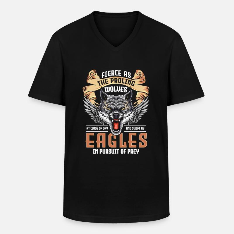 Wolf Tier Mystik Wolfpack - Männer-T-Shirt mit V-Ausschnitt - Schwarz