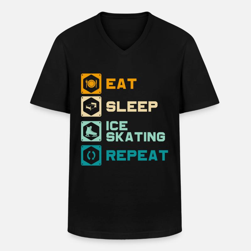 Eisläufer Winter Bahn - Männer-T-Shirt mit V-Ausschnitt - Schwarz