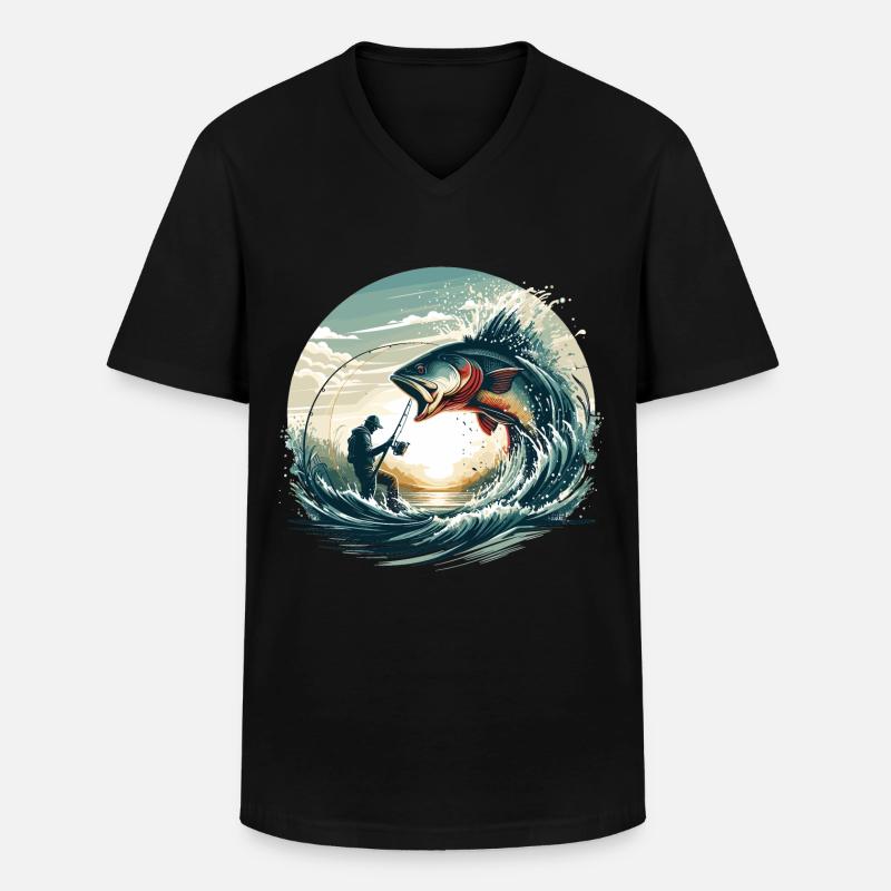 Angeln Angler Dynamik Geschenk - Männer-T-Shirt mit V-Ausschnitt - Schwarz
