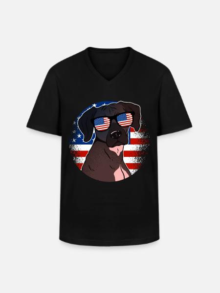 Usa - Men's V-Neck T-Shirt - black