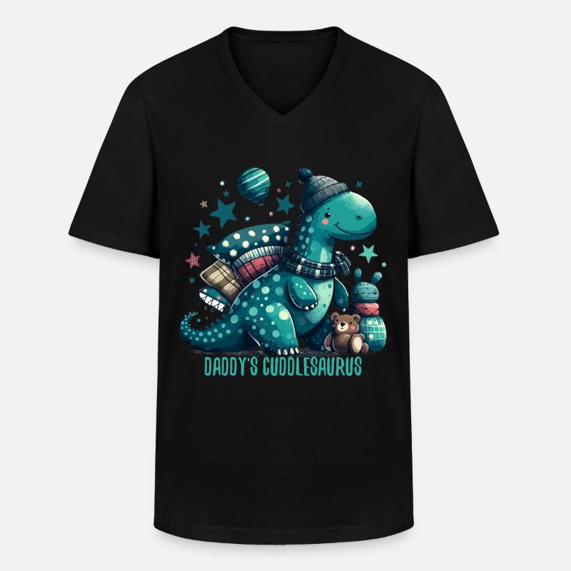 Daddy's Cuddlesaurus Cuddle Dinosaur Gift - Men's V-Neck T-Shirt - black