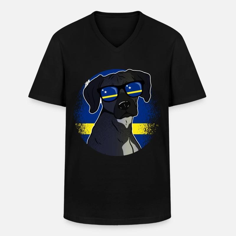 Curaçao - Männer-T-Shirt mit V-Ausschnitt - Schwarz