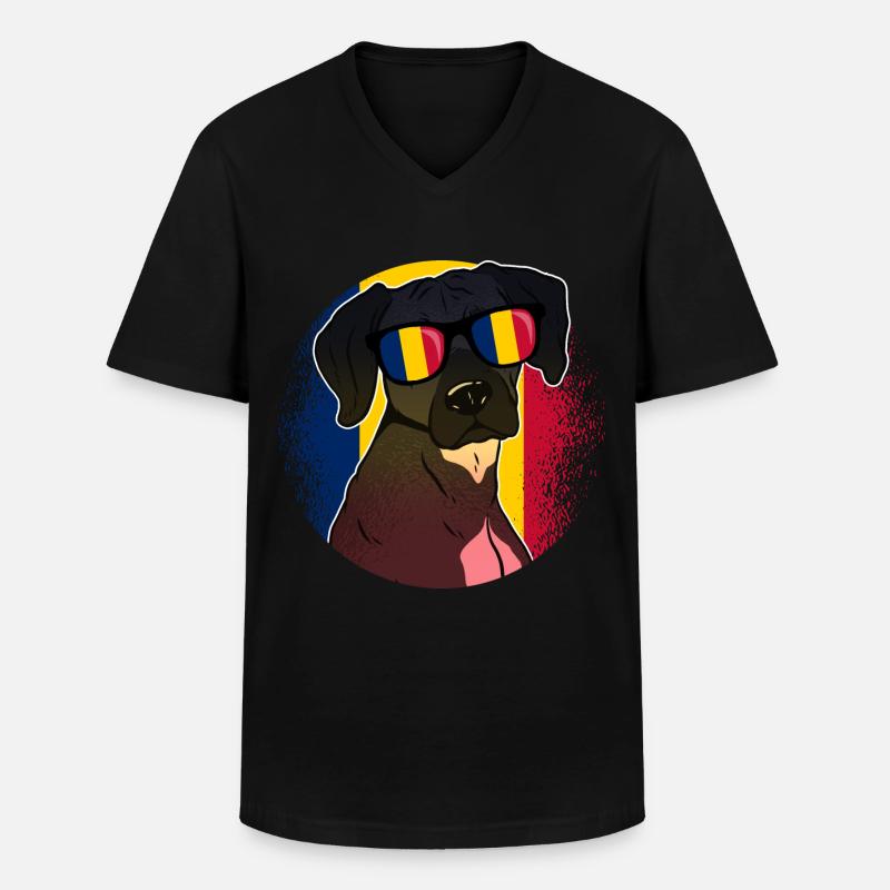 Tschad - Männer-T-Shirt mit V-Ausschnitt - Schwarz