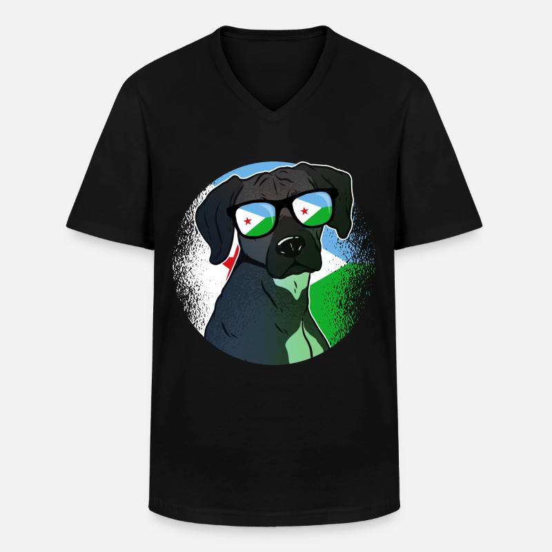 Dschibuti - Männer-T-Shirt mit V-Ausschnitt - Schwarz