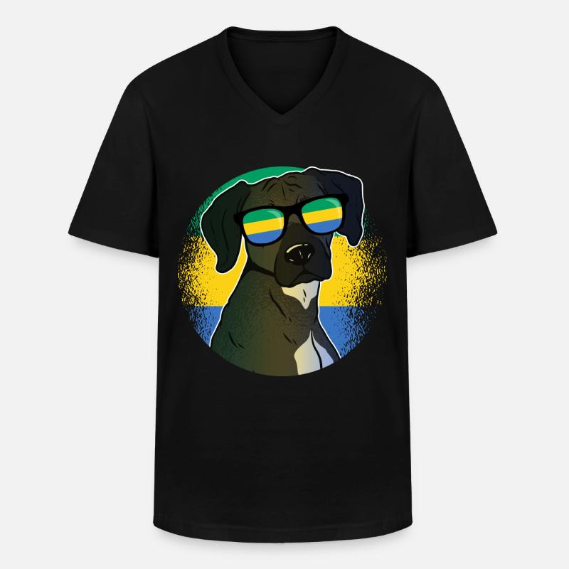 Gabun - Männer-T-Shirt mit V-Ausschnitt - Schwarz