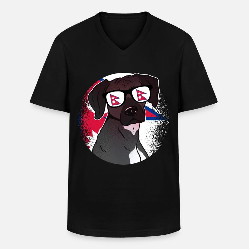Nepal - Männer-T-Shirt mit V-Ausschnitt - Schwarz