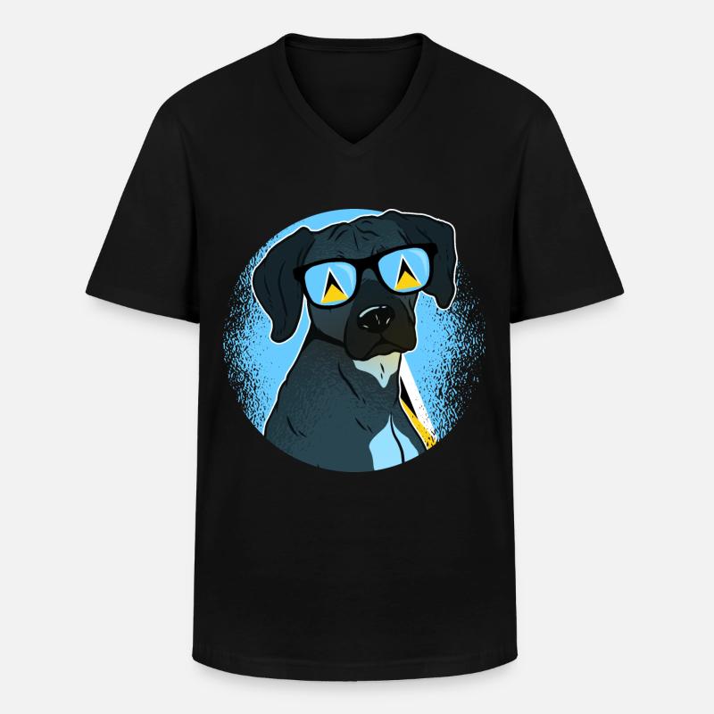 St. Lucia - Männer-T-Shirt mit V-Ausschnitt - Schwarz