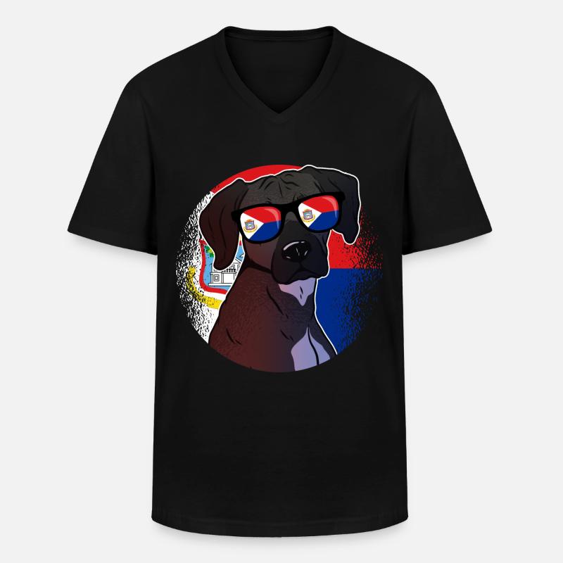 Sint Maarten - Männer-T-Shirt mit V-Ausschnitt - Schwarz