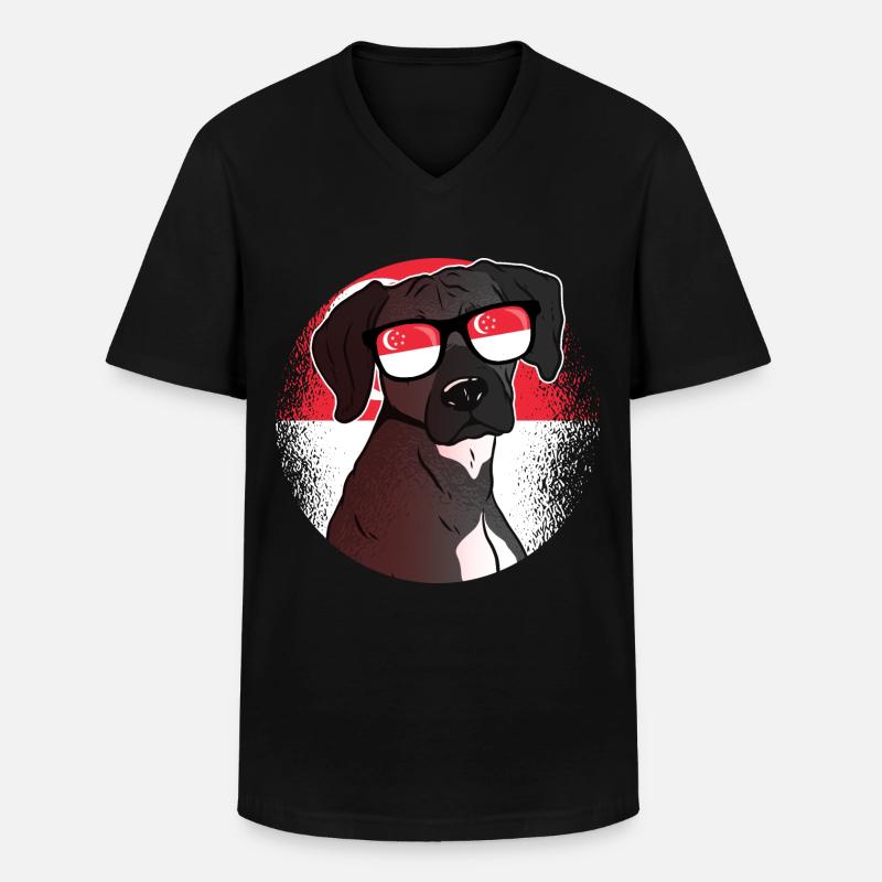 Singapur - Männer-T-Shirt mit V-Ausschnitt - Schwarz