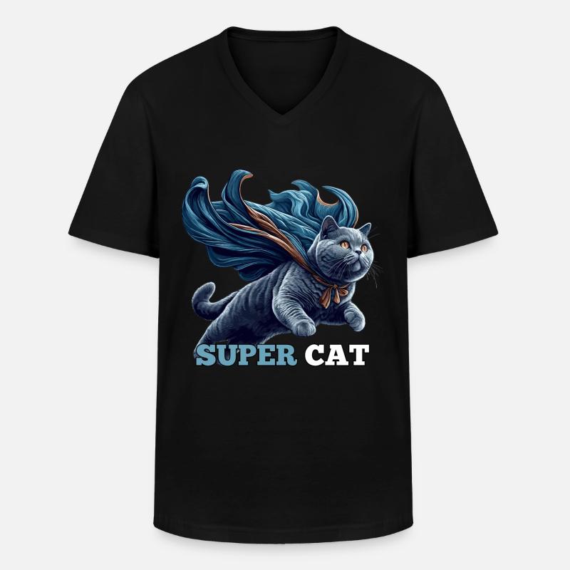 Super Katze BKH Blue Geschenk - Männer-T-Shirt mit V-Ausschnitt - Schwarz