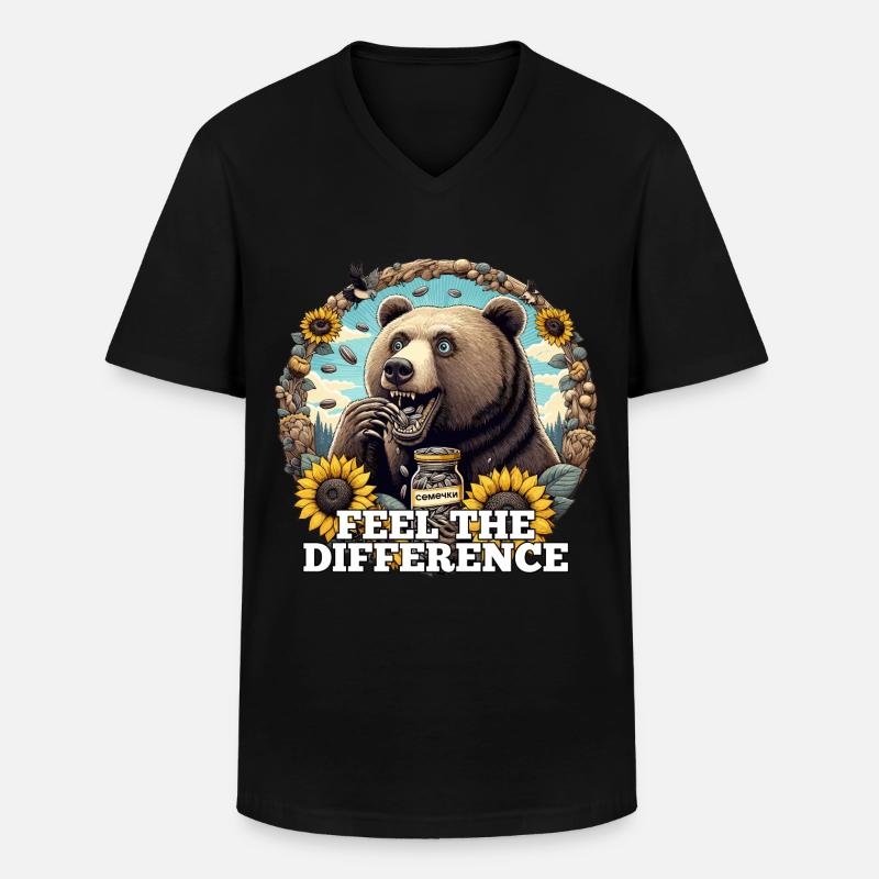 Bär Sonnenblumenkerne Sonnenblumenkörner Geschenk - Männer-T-Shirt mit V-Ausschnitt - Schwarz