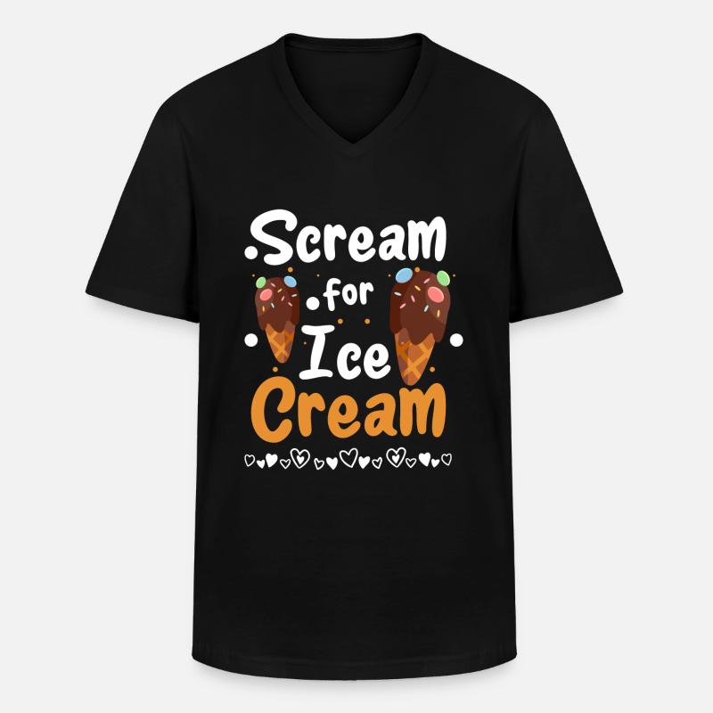 Eiscreme Eisdiele Softeis - Männer-T-Shirt mit V-Ausschnitt - Schwarz