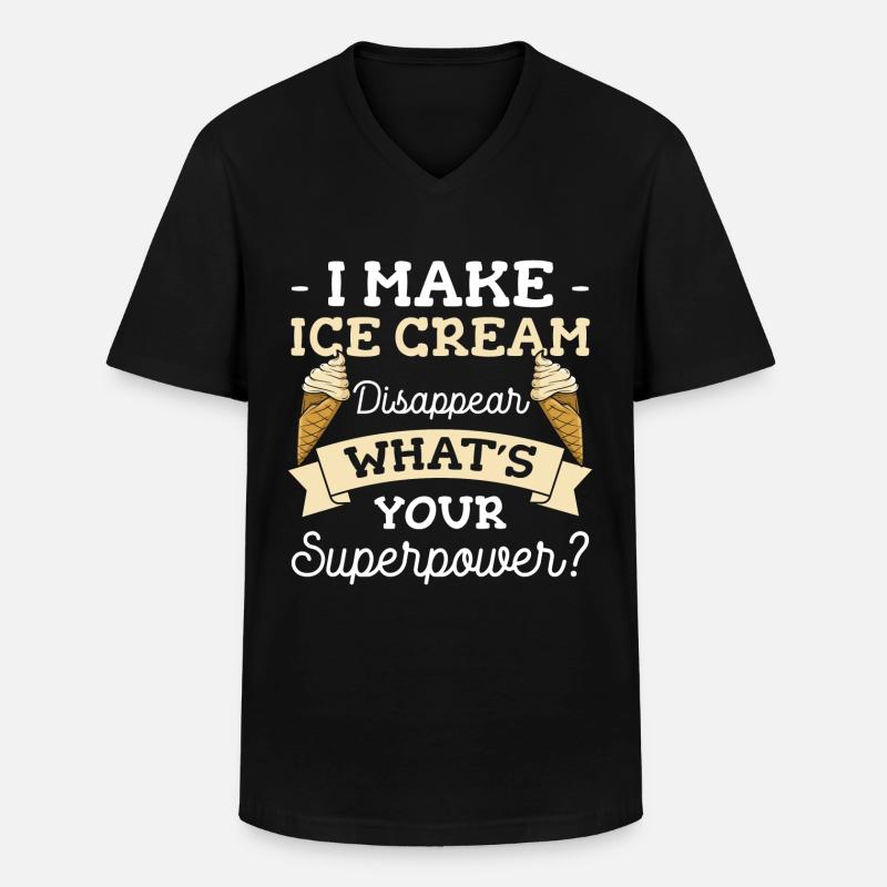 Eiscreme Eiskugel Naschen Speiseeis - Männer-T-Shirt mit V-Ausschnitt - Schwarz