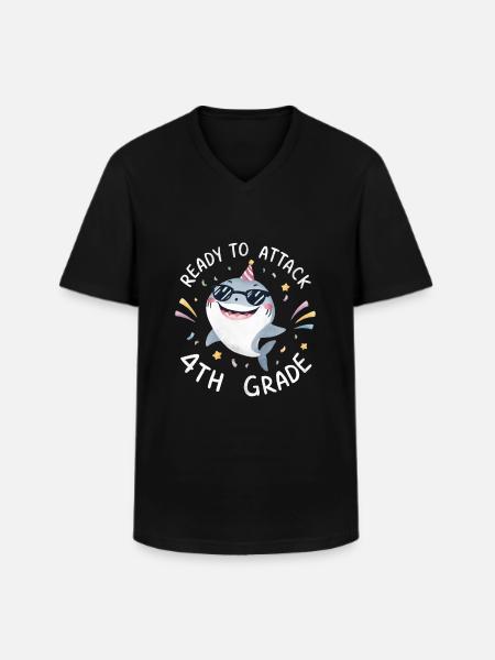 Ready To Attack 4th Grade - Männer-T-Shirt mit V-Ausschnitt - Schwarz