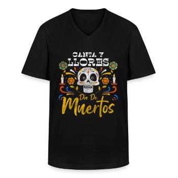 Mexiko Fest der Toten Skelett Erinnerung - Männer-T-Shirt mit V-Ausschnitt - Schwarz - Vorne - AI Model Male 178 dark (178cm)