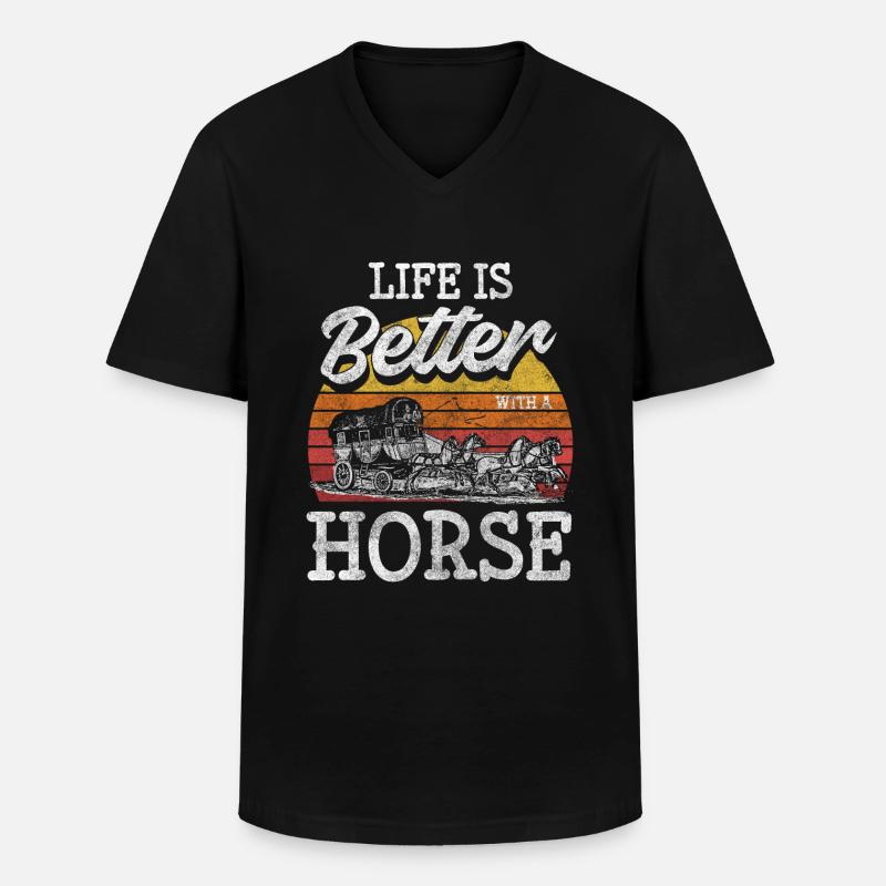 Pferdekutscher Beruf Ziel Kaltblüter - Männer-T-Shirt mit V-Ausschnitt - Schwarz
