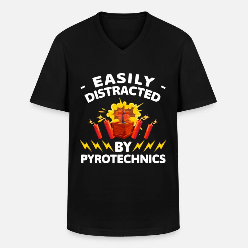 Pyrotechnik Highlight - Männer-T-Shirt mit V-Ausschnitt - Schwarz