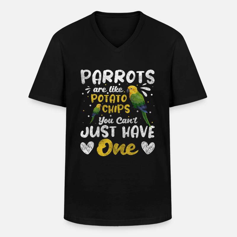 Vogel Macaw - Männer-T-Shirt mit V-Ausschnitt - Schwarz