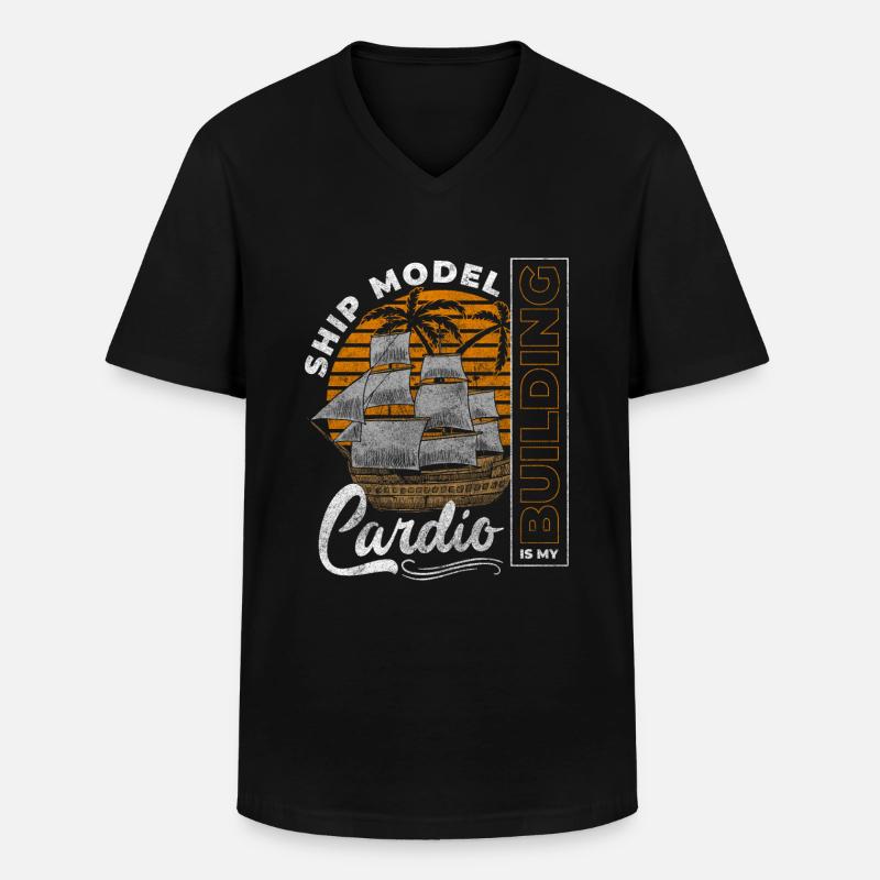 Modellschiff Kapitän Boote Schifffahrt - Männer-T-Shirt mit V-Ausschnitt - Schwarz