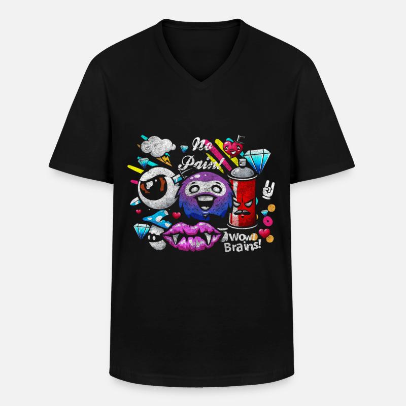Sprayer Bunt Neon - Männer-T-Shirt mit V-Ausschnitt - Schwarz