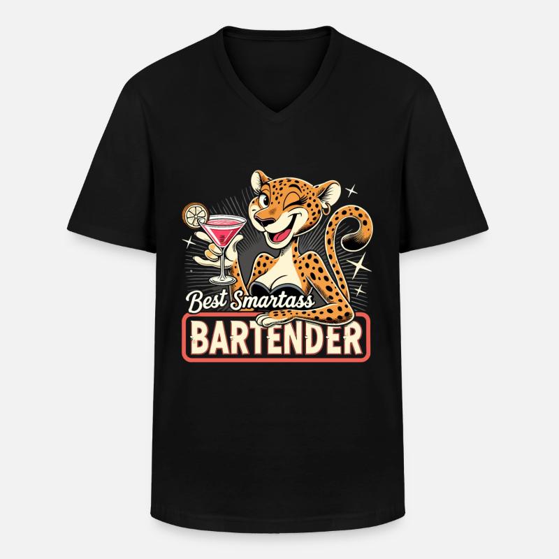 Barkeeperin Barfrau Leopardin Leopard Geschenk - Männer-T-Shirt mit V-Ausschnitt - Schwarz