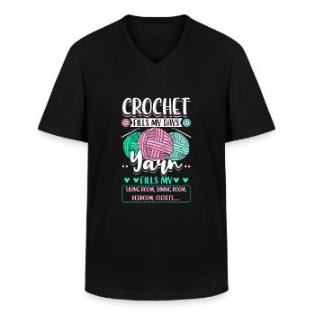 Häkeln Wolle Stricken - Männer-T-Shirt mit V-Ausschnitt - Schwarz - Vorne - AI Model Male 178 dark (178cm)
