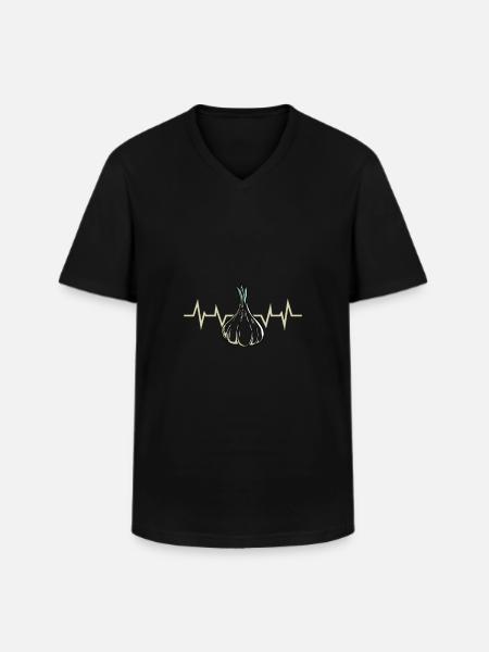 Plante d’ail - T-shirt col V Homme - noir