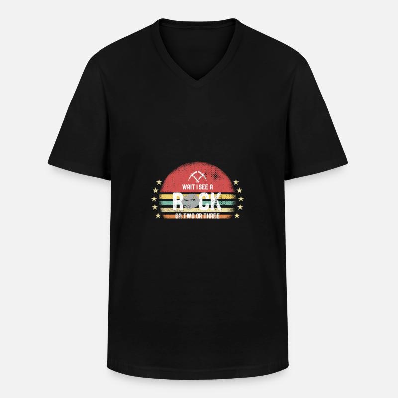 Wait I See A Rock - Männer-T-Shirt mit V-Ausschnitt - Schwarz