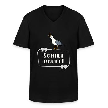 Moin - schreiende Möwe Schrift lustig norddeutsch - Männer-T-Shirt mit V-Ausschnitt - Schwarz - Vorne - AI Model Male 178 dark (178cm)