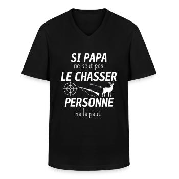 si papa ne peut chasser , humour papa chasseur - T-shirt col V Homme - noir - Devant - AI Model Male 178 dark (178cm)