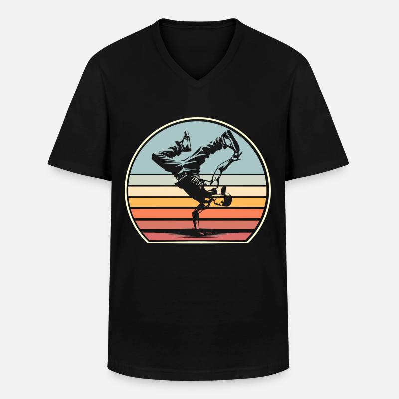 Breakdance - Maglietta da uomo classica con scollo a V - nero